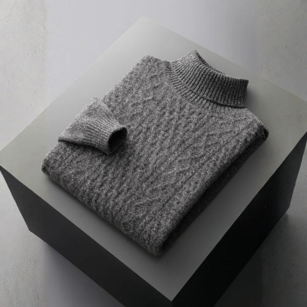 Men’s Merino Wool Cable Turtleneck Sweater