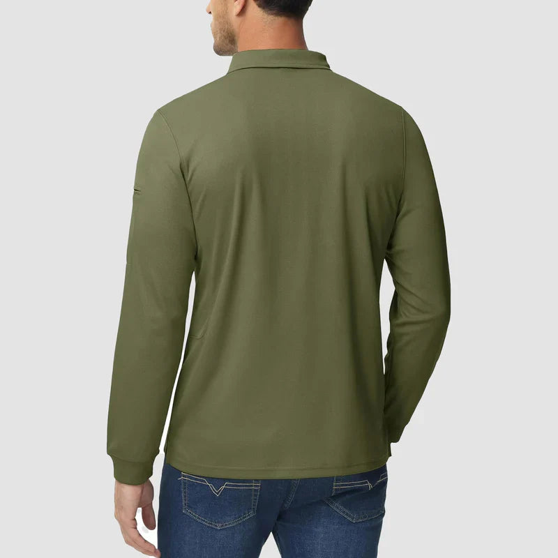Men’s Long-Sleeve Polo | Quick-Dry Knit
