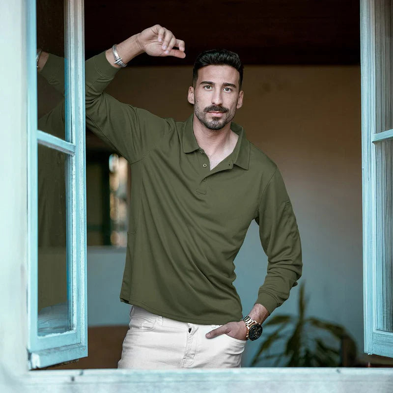 Men’s Long-Sleeve Polo | Quick-Dry Knit