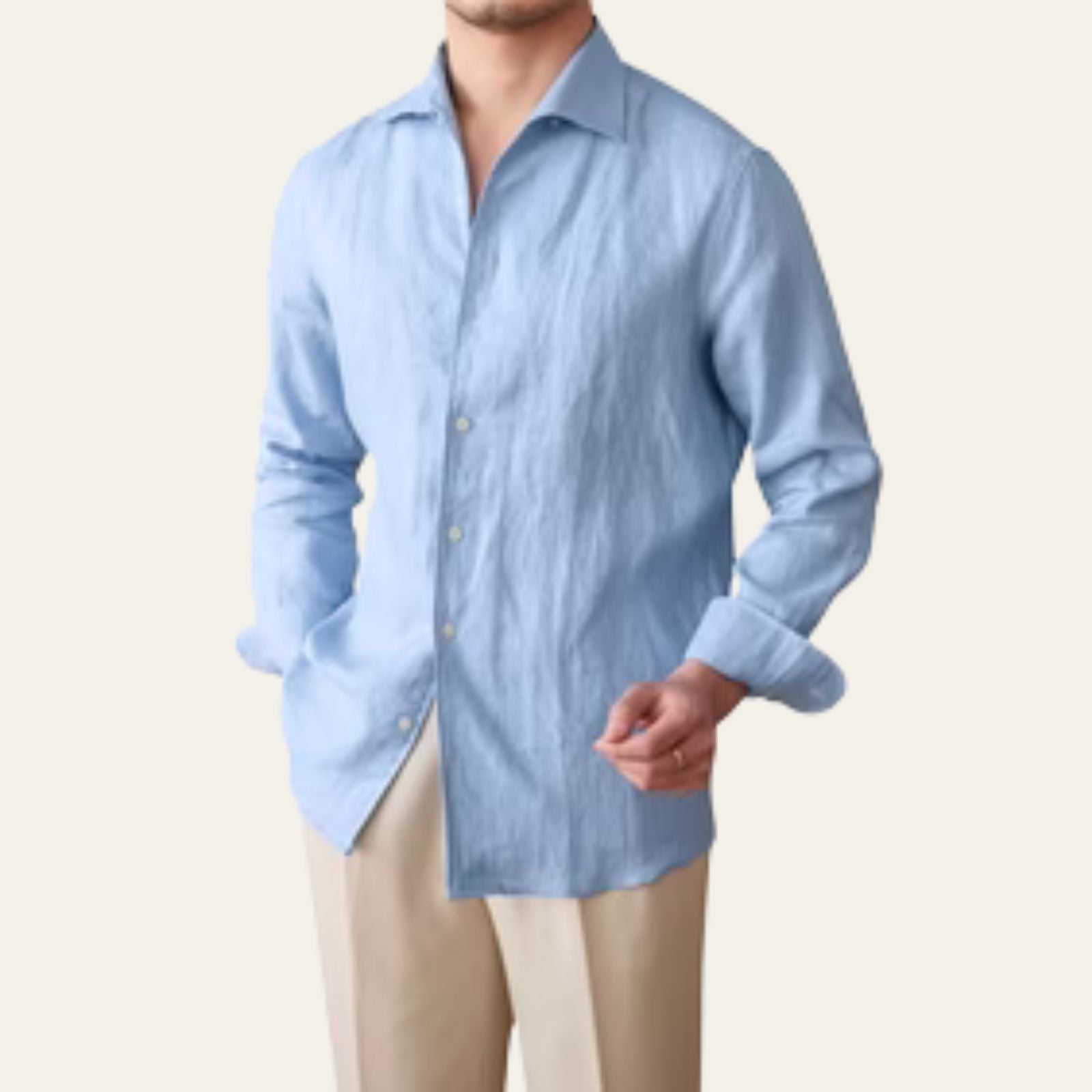 Men’s Linen Blend Long Sleeve Shirt – Casual