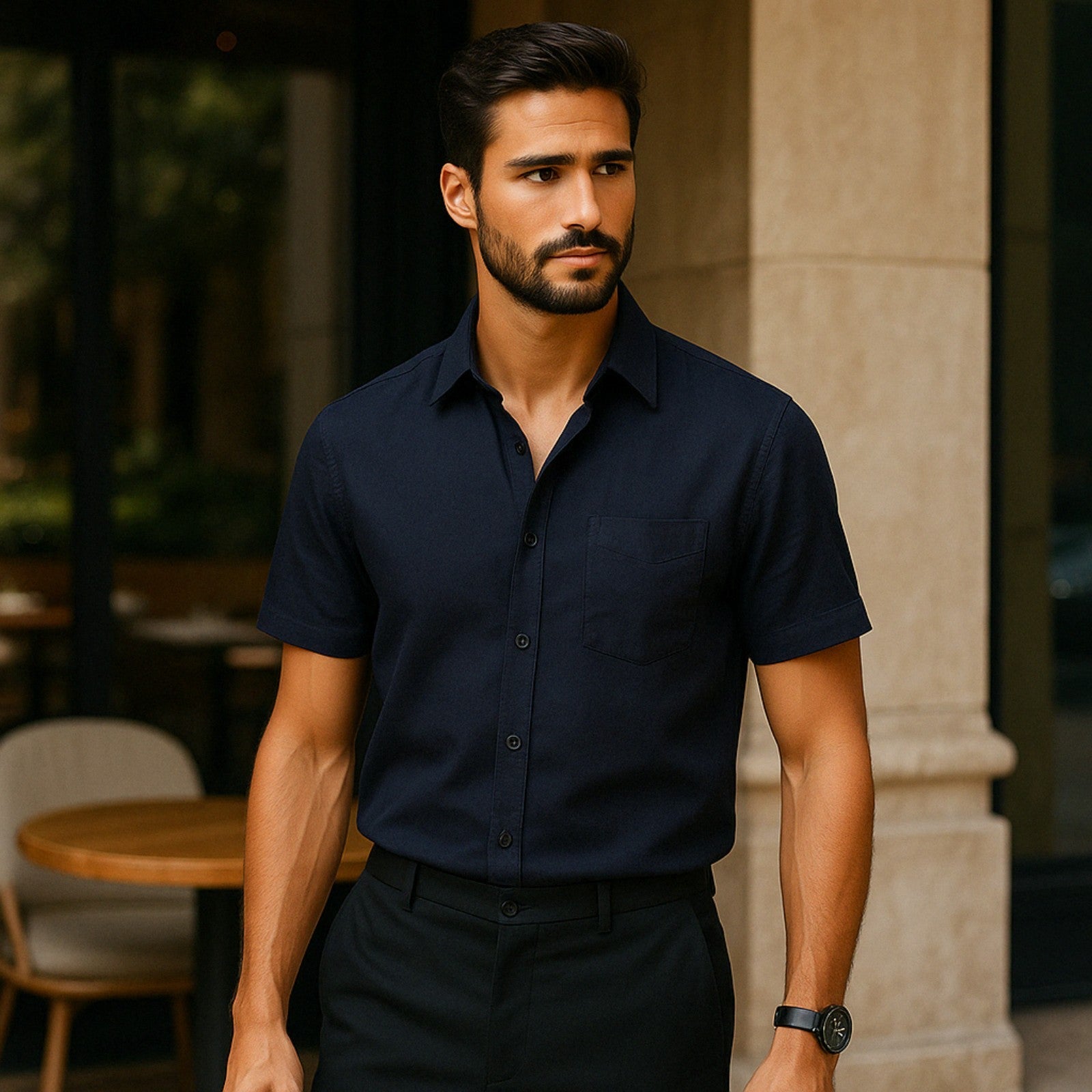 Men’s Button-Front Short-Sleeve Shirt