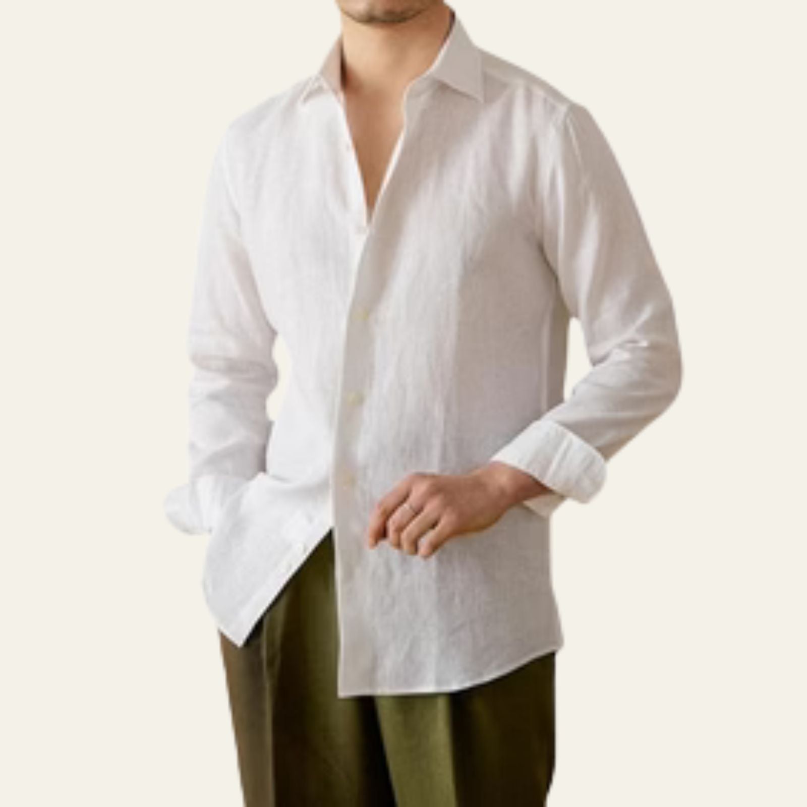 Men’s Linen Blend Long Sleeve Shirt – Casual