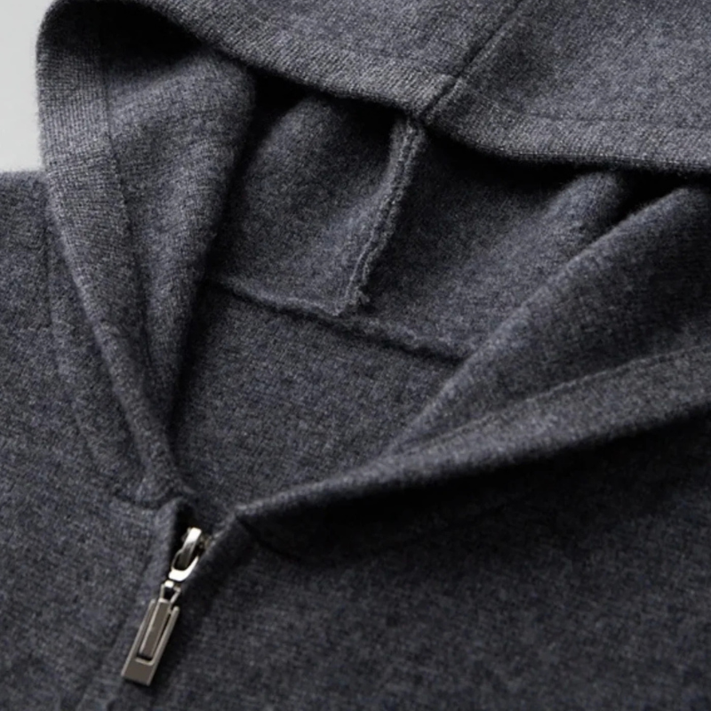 Men’s Hooded Zip Sweater | Wool Blend