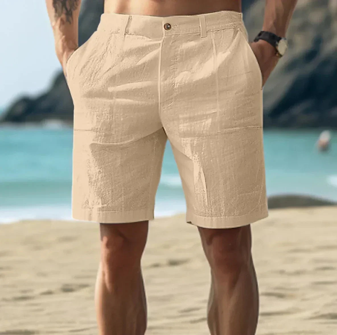 Men’s Button Closure Tailored Shorts | Relaxed Fit Woven Shorts