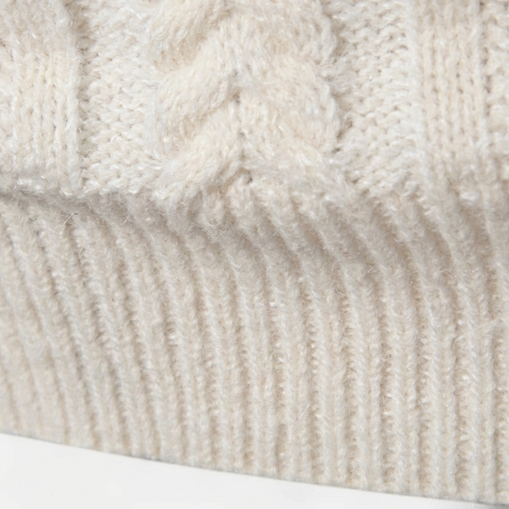 Men’s Cable Knit Crewneck Sweater | Ribbed Trim