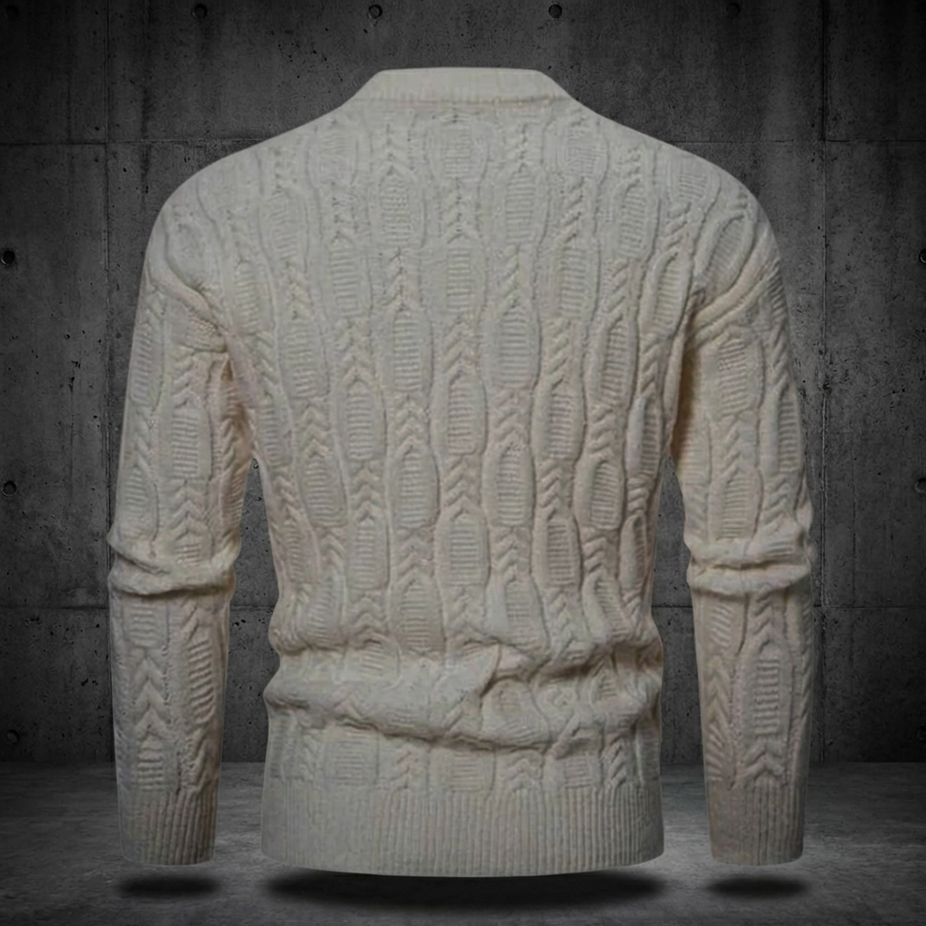 Men’s Cable Knit Crewneck Sweater | Ribbed Trim