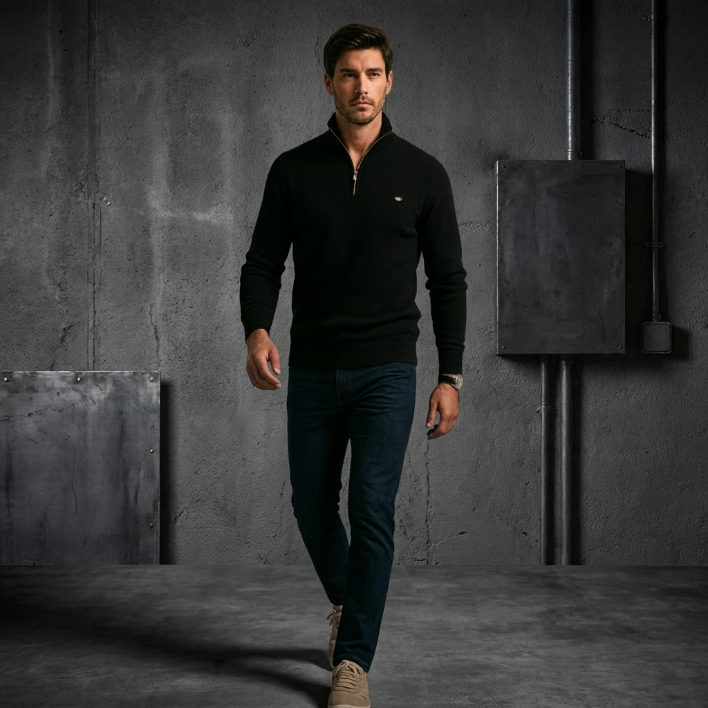 MEN’S PULLOVER | ZIP-NECK | KNIT | LONG SLEEVE