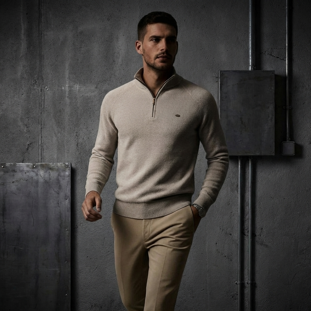 MEN’S PULLOVER | ZIP-NECK | KNIT | LONG SLEEVE