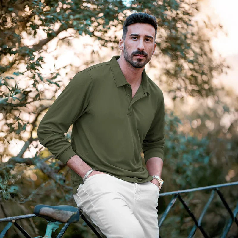 Men’s Long-Sleeve Polo | Quick-Dry Knit